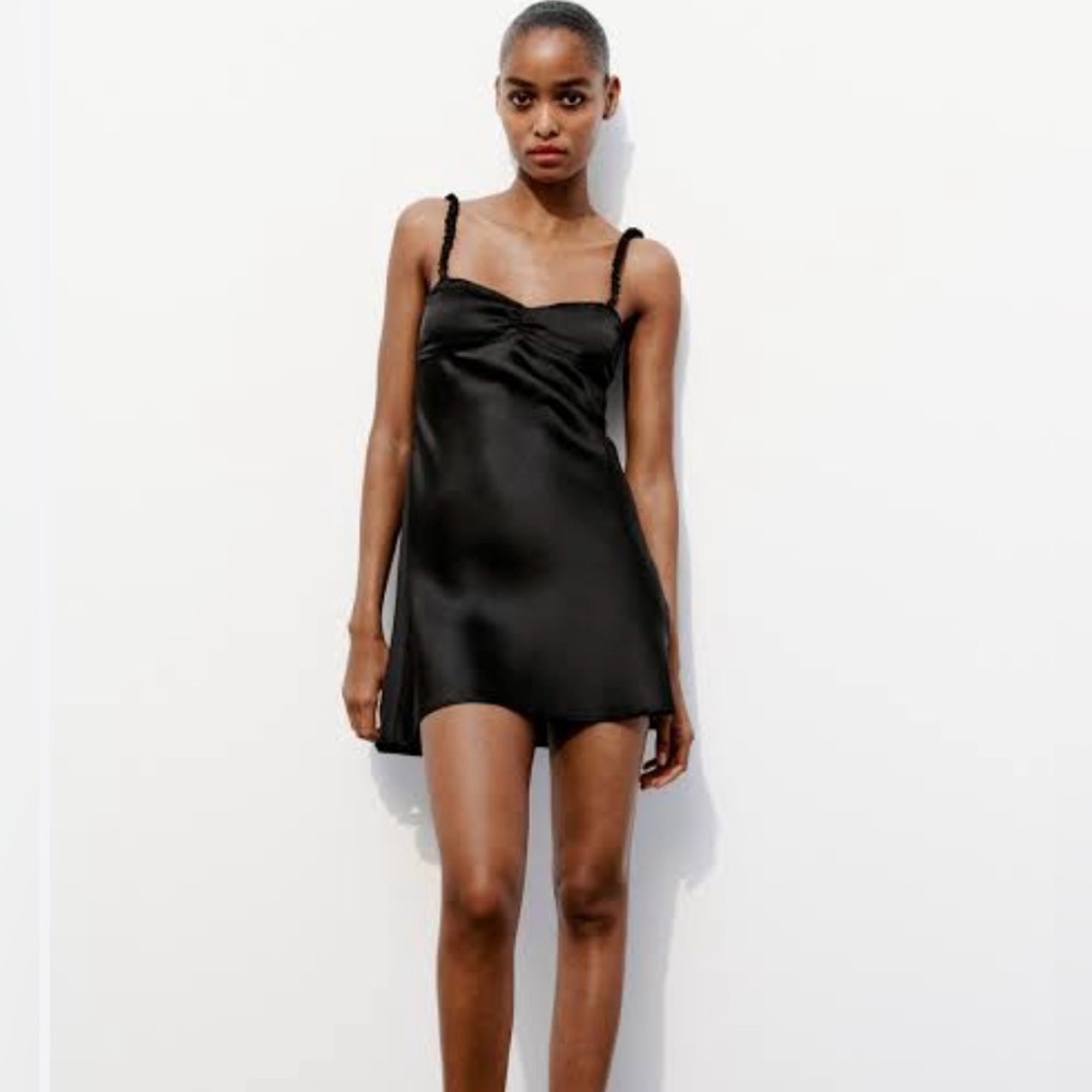 New with tags! Zara little black satin dress